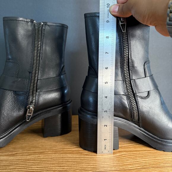 Dolce Vita Black Silver Lug Sole Horse Bit Leather Camros Harness Boot Women 7.5 - Picture 12 of 13